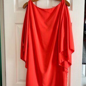 Lauren Hot Orange Mini Dress cold shoulder/bat wing size 8-10